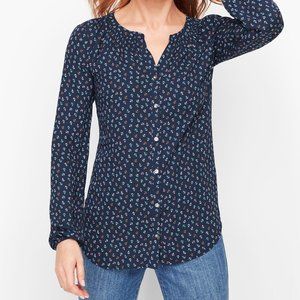 NWT Talbots Tossed Anchor Print Chiffon Blouse  PL